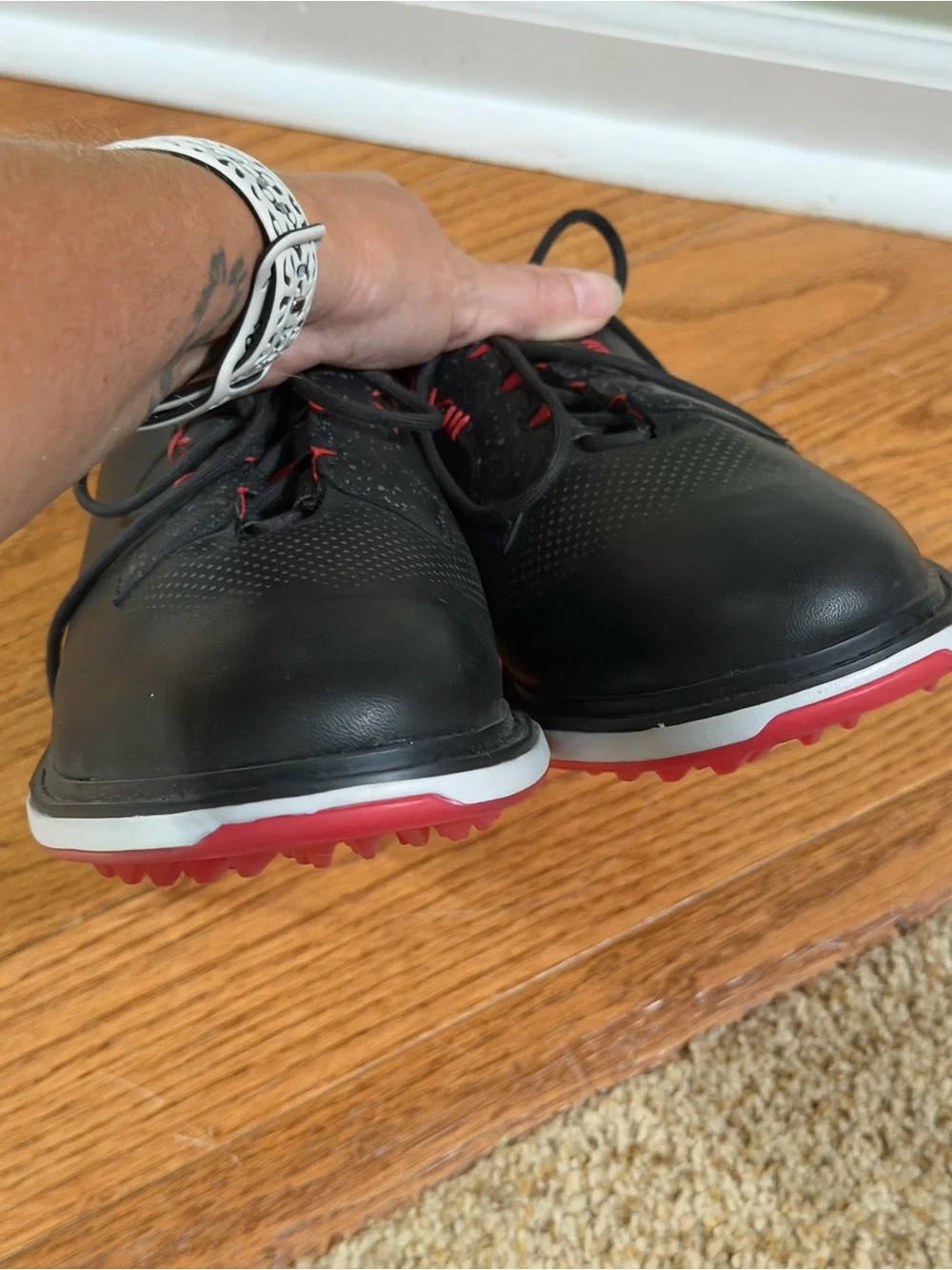Jordan Men’s Black and Red Athletic Golf Shoes